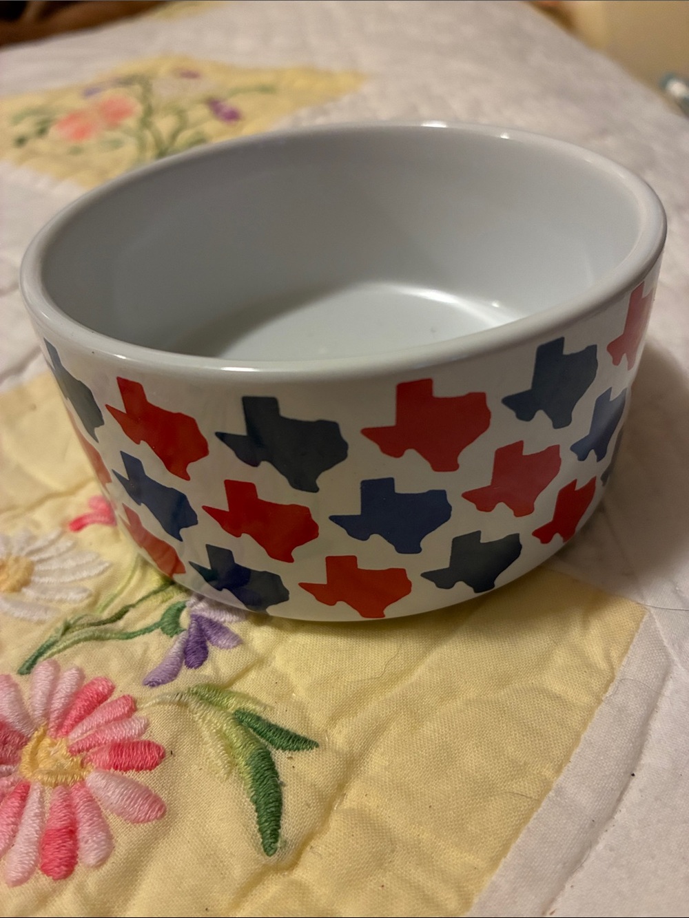 Ceramic Texas Pattern Bowl - Red, Blue,White